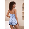 Ekouaer Silk Pajama Set for Women 2 Piece Silky Lace Lingerie Shorts Set(Blue Butterfly)