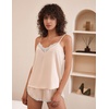 Ekouaer Silk Pajama Set for Women 2 Piece Silky Lace Lingerie Shorts Set(Champagne)