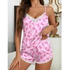 Ekouaer Silk Pajama Set for Women 2 Piece Silky Lace Lingerie Shorts Set(Cute Bow)