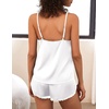 Ekouaer Silk Pajama Set for Women 2 Piece Silky Lace Lingerie Shorts Set(White)