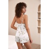Ekouaer Silk Pajama Set for Women 2 Piece Silky Lace Lingerie Shorts Set(White Floral)