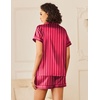 Ekouaer Silk Pajamas for Women Short Sleeve Button Down Satin Pj Shorts Set(Red Striped)