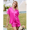 Ekouaer Silk Pajamas for Women Short Sleeve Button Down Satin Pj Shorts Set(Rose)