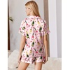 Ekouaer Silk Pajamas for Women Short Sleeve Button Down Satin Pj Shorts Set(Striped Wine Bottle)