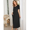 Ekouaer Women Robe Zipper Short Sleeves Full Length House Coat with Pockets(B-black)