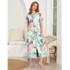 Ekouaer Women Robe Zipper Short Sleeves Full Length House Coat with Pockets(B-green Flower)