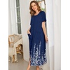 Ekouaer Women Robe Zipper Short Sleeves Full Length House Coat with Pockets(Blue Floral Silhouette)