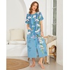 Ekouaer Women Robe Zipper Short Sleeves Full Length House Coat with Pockets(Blue Gradient Florals)