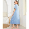 Ekouaer Women Robe Zipper Short Sleeves Full Length House Coat with Pockets(Blue Green)