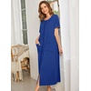 Ekouaer Women Robe Zipper Short Sleeves Full Length House Coat with Pockets(Blue Sapphire)