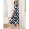 Ekouaer Women Robe Zipper Short Sleeves Full Length House Coat with Pockets(C-yellow Flower)
