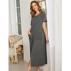 Ekouaer Women Robe Zipper Short Sleeves Full Length House Coat with Pockets(Grey)