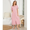 Ekouaer Women Robe Zipper Short Sleeves Full Length House Coat with Pockets(Pink)