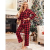 Ekouaer Women’s Cotton Plaid Pajama Set, 2 Piece Long Sleeve(Big Black Red Plaid)