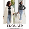 Ekouaer Women’s Cotton Plaid Pajama Set, 2 Piece Long Sleeve(Black White Plaid)