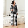 Ekouaer Women’s Cotton Plaid Pajama Set, 2 Piece Long Sleeve(Black White Plaid)
