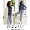 Ekouaer Women’s Cotton Plaid Pajama Set, 2 Piece Long Sleeve(Blue White Plaid)