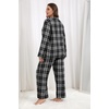 Ekouaer Women’s Cotton Plaid Pajama Set, 2 Piece Long Sleeve(Gray Black Plaid)