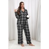 Ekouaer Women’s Cotton Plaid Pajama Set, 2 Piece Long Sleeve(Gray Black Plaid)