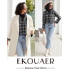 Ekouaer Women’s Cotton Plaid Pajama Set, 2 Piece Long Sleeve(Gray Black Plaid)