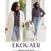 Ekouaer Women’s Cotton Plaid Pajama Set, 2 Piece Long Sleeve(Pink Black Plaid)