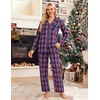 Ekouaer Women’s Cotton Plaid Pajama Set, 2 Piece Long Sleeve(Pink Blue Plaid)