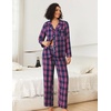 Ekouaer Women’s Cotton Plaid Pajama Set, 2 Piece Long Sleeve(Pink Blue Plaid)