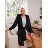 Ekouaer Women’s Hooded Bathrobe Short Fleece Robe Soft Luxury Sleepwear(A Black-jacquard)