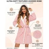 Ekouaer Women’s Hooded Bathrobe Short Fleece Robe Soft Luxury Sleepwear(A Hot Pink-jacquard)