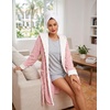 Ekouaer Women’s Hooded Bathrobe Short Fleece Robe Soft Luxury Sleepwear(A Hot Pink-jacquard)