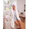 Ekouaer Women’s Hooded Bathrobe Short Fleece Robe Soft Luxury Sleepwear(A White-jacquard)