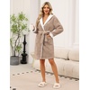 Ekouaer Women’s Hooded Bathrobe Short Fleece Robe Soft Luxury Sleepwear(B Khaki)