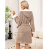 Ekouaer Women’s Hooded Bathrobe Short Fleece Robe Soft Luxury Sleepwear(B Khaki)