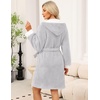 Ekouaer Women’s Hooded Bathrobe Short Fleece Robe Soft Luxury Sleepwear(B Light Grey)