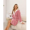 Ekouaer Women’s Hooded Bathrobe Short Fleece Robe Soft Luxury Sleepwear(B Rose Pink)