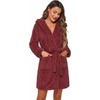 Ekouaer Women’s Hooded Bathrobe Short Fleece Robe Soft Luxury Sleepwear(B Wine Red)