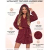 Ekouaer Women’s Hooded Bathrobe Short Fleece Robe Soft Luxury Sleepwear(B Wine Red)