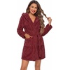 Ekouaer Women’s Hooded Bathrobe Short Fleece Robe Soft Luxury Sleepwear(B Wine Red)