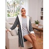 Ekouaer Women’s Hooded Bathrobe Short Fleece Robe Soft Luxury Sleepwear(Dard Grey-jacquard)