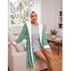 Ekouaer Women’s Hooded Bathrobe Short Fleece Robe Soft Luxury Sleepwear(Green-jacquard)