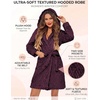 Ekouaer Women’s Hooded Bathrobe Short Fleece Robe Soft Luxury Sleepwear(Jam Purple-jacquard)