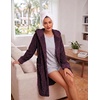 Ekouaer Women’s Hooded Bathrobe Short Fleece Robe Soft Luxury Sleepwear(Jam Purple-jacquard)