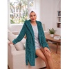 Ekouaer Women’s Hooded Bathrobe Short Fleece Robe Soft Luxury Sleepwear(Peacock Blue-jacquard)