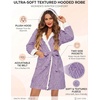 Ekouaer Women’s Hooded Bathrobe Short Fleece Robe Soft Luxury Sleepwear(Purple-jacquard)