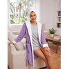 Ekouaer Women’s Hooded Bathrobe Short Fleece Robe Soft Luxury Sleepwear(Purple-jacquard)