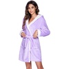 Ekouaer Women’s Hooded Bathrobe Short Fleece Robe Soft Luxury Sleepwear(Z Lavender)