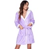 Ekouaer Women’s Hooded Bathrobe Short Fleece Robe Soft Luxury Sleepwear(Z Lavender)