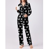 Ekouaer Womens Pajamas Set Button Down Long Sleeve Top & Pants Lounge Sets(Black Leopard)