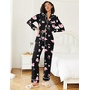 Ekouaer Womens Pajamas Set Button Down Long Sleeve Top & Pants Lounge Sets(Black Pink Hearts)
