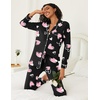 Ekouaer Womens Pajamas Set Button Down Long Sleeve Top & Pants Lounge Sets(Black Pink Hearts)